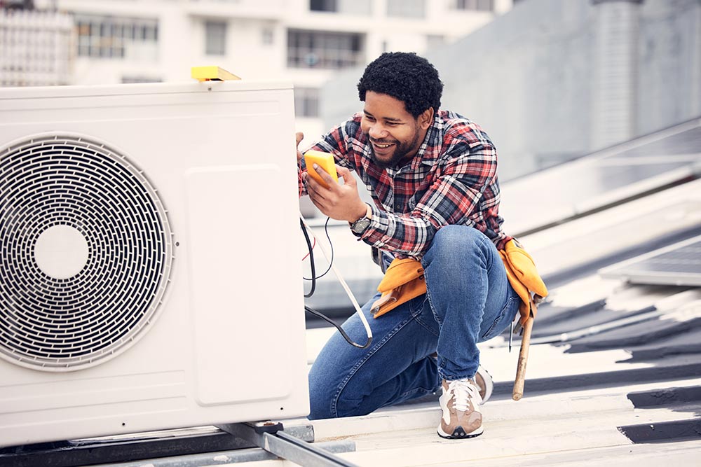 HVAC contractor on roof HVAC contractor on roof